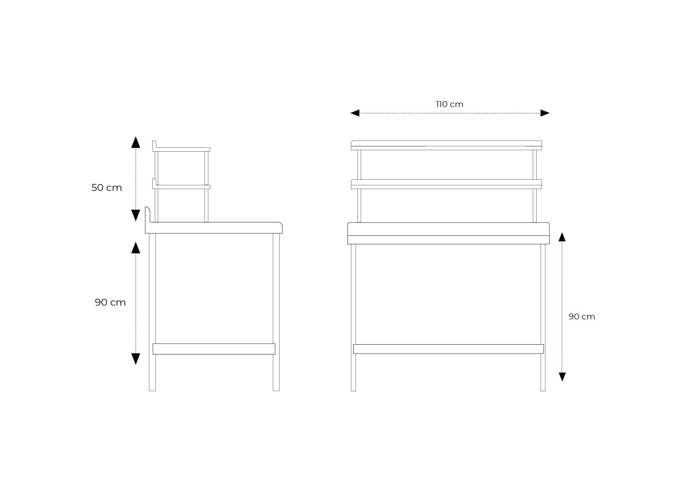 MESA DE TRABAJO 2 NIVELES CON REPISA