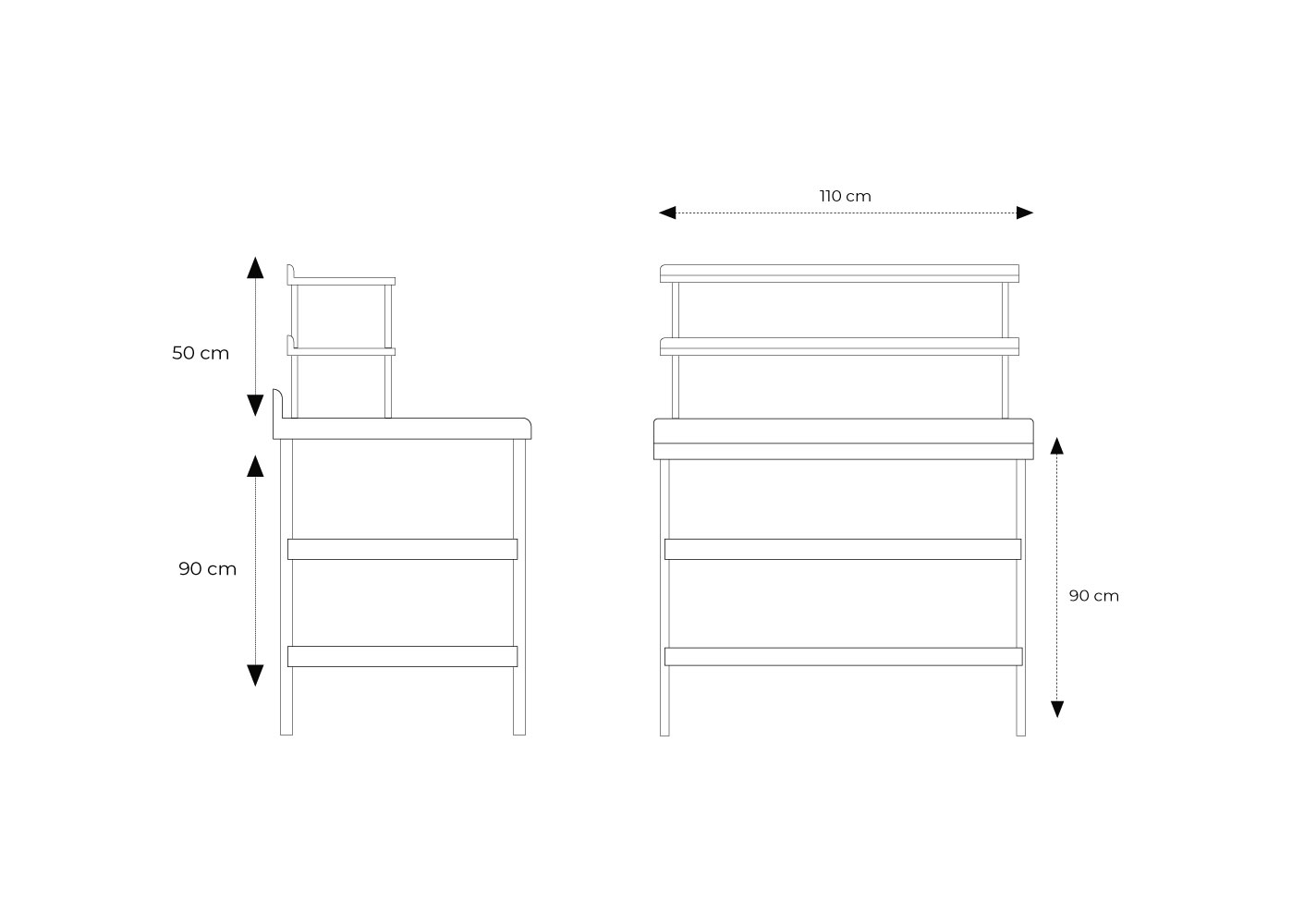 MESA DE TRABAJO 3 NIVELES CON REPISA